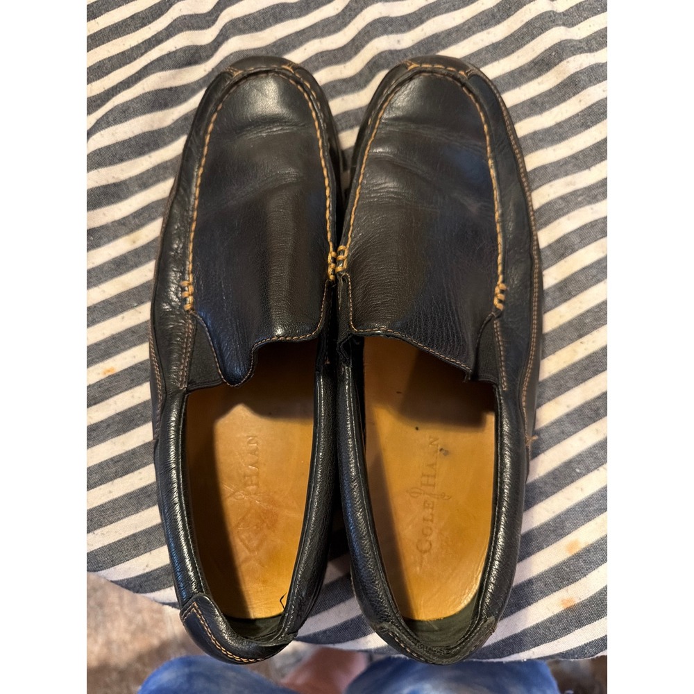 Cole Haan Mens Brownish/Black Leather Loafers Size 13M Slip On Moc Toe Shoes